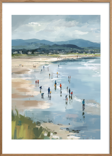 Havets stille hvisken - Oak Frame, With White Border