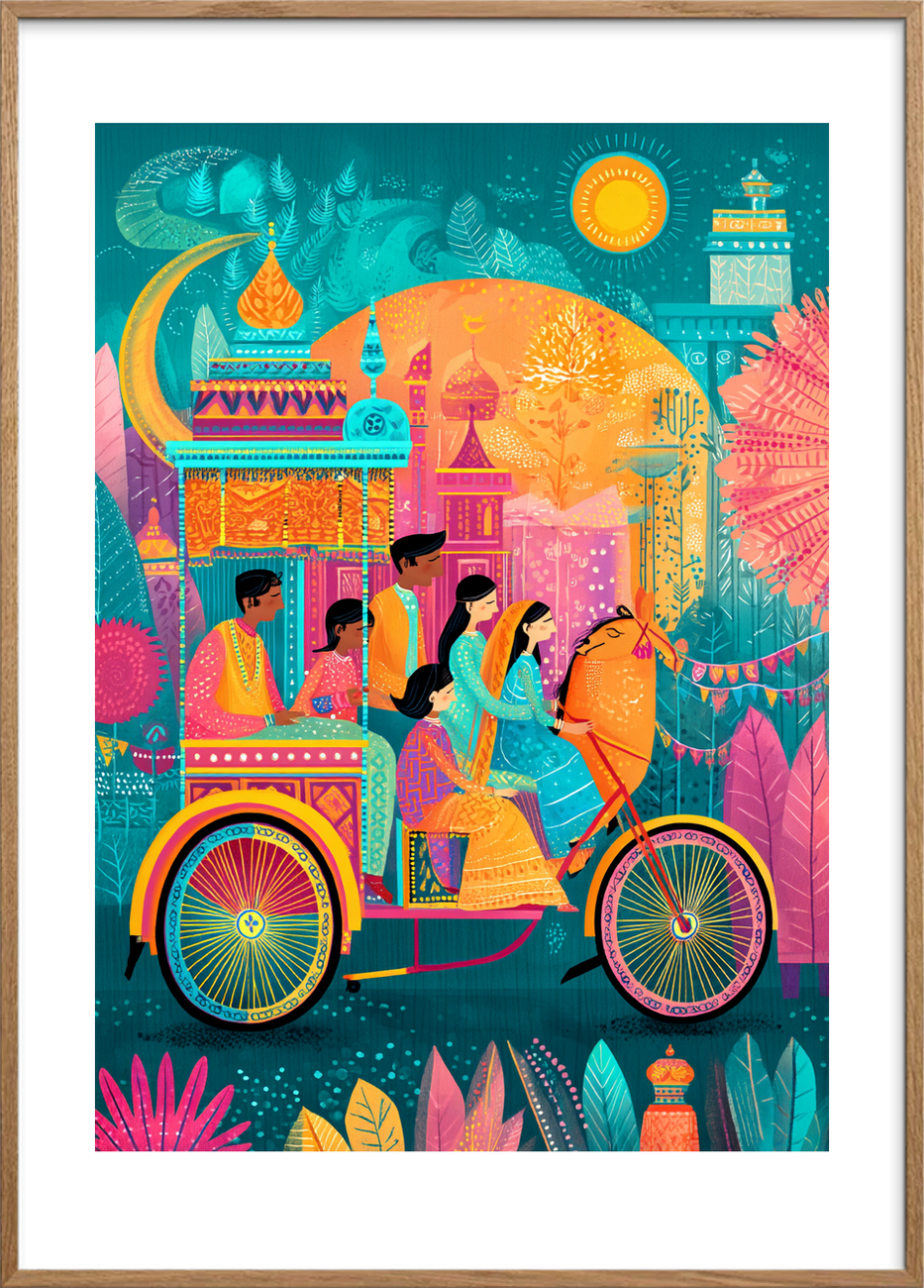 Lyden af farver og hjul - Oak Frame, With White Border