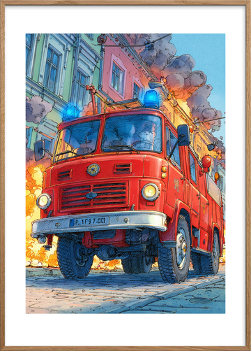 Sirenernes brændende klang - Oak Frame, With White Border