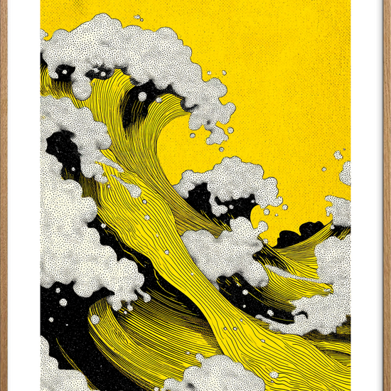 Hviskende gyldne bølger - Oak Frame, With White Border