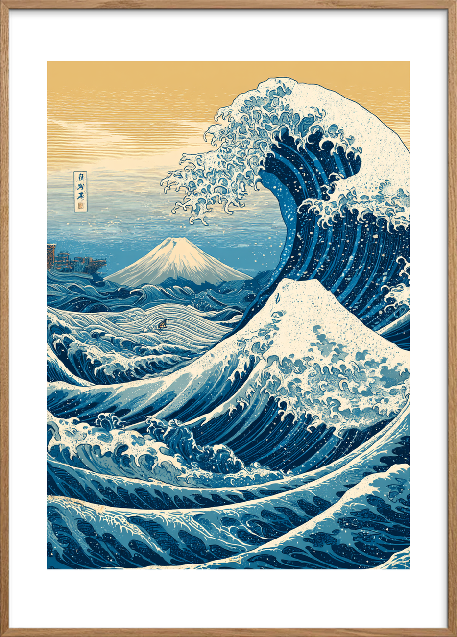 Saltet på tungen af bølger - Oak Frame, With White Border