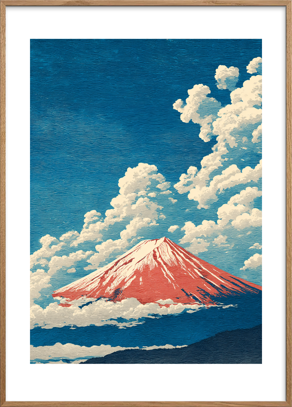 Skyernes bløde hvisken - Oak Frame, With White Border