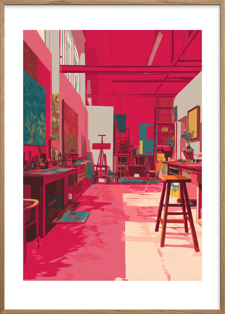 Lærredets stille sus - Oak Frame, With White Border