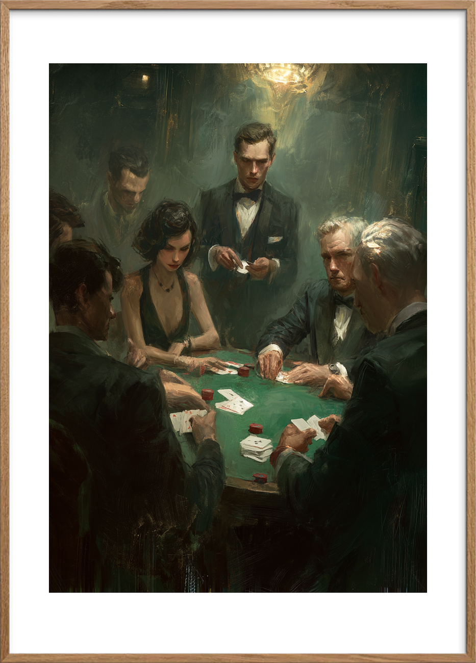 Hvisken fra kortene - Oak Frame, With White Border