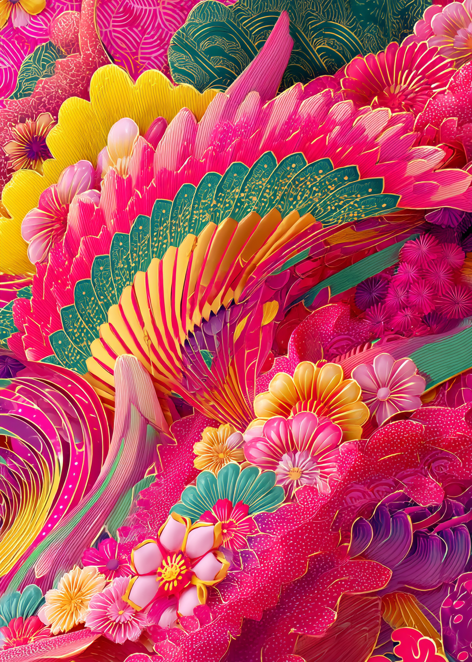 Knitrende regn af farver - No Frame, No Border