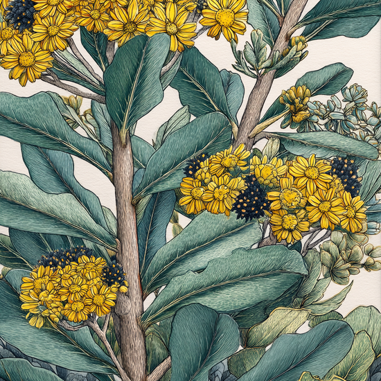 Gult sus i grønne blade - No Frame, No Border