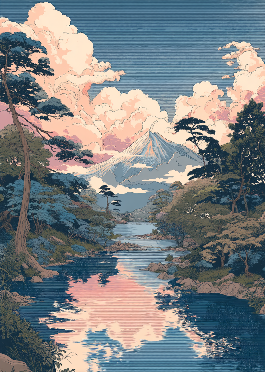 Hviskende skyer over bjerget - No Frame, No Border