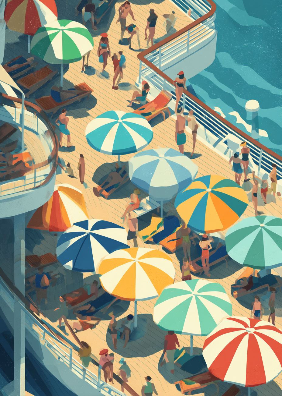 Sommerbrus under farvede parasoller - No Frame, No Border