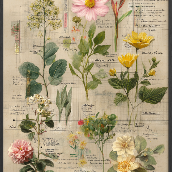 Blomsternes hvisken på papir - Black Frame, No Border