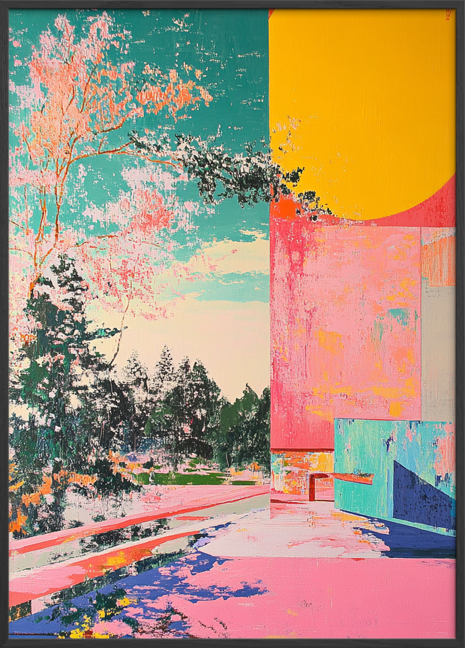 sydvendt portal i sukkerfarver - Black Frame, No Border