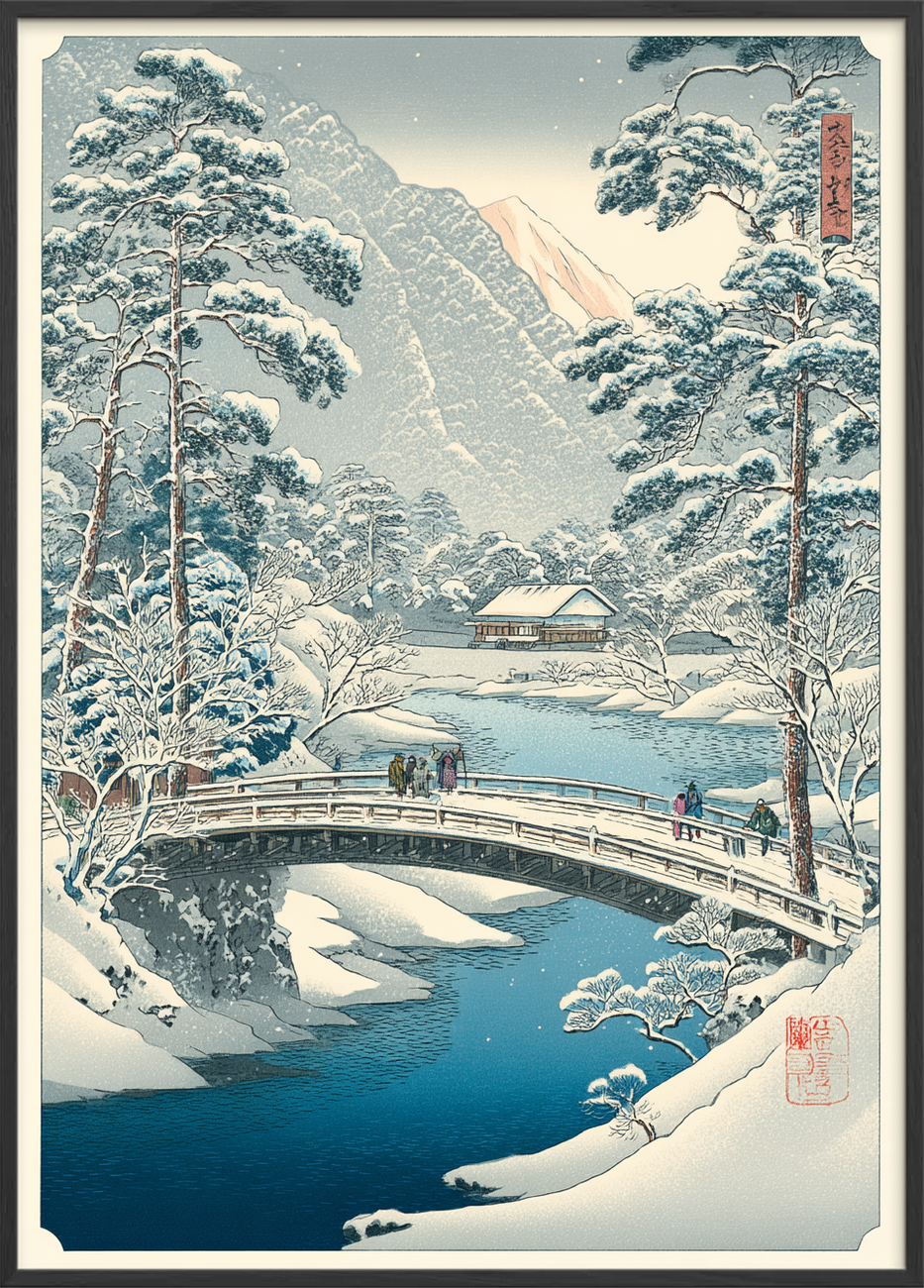 Knitrende kulde på broen - Black Frame, No Border