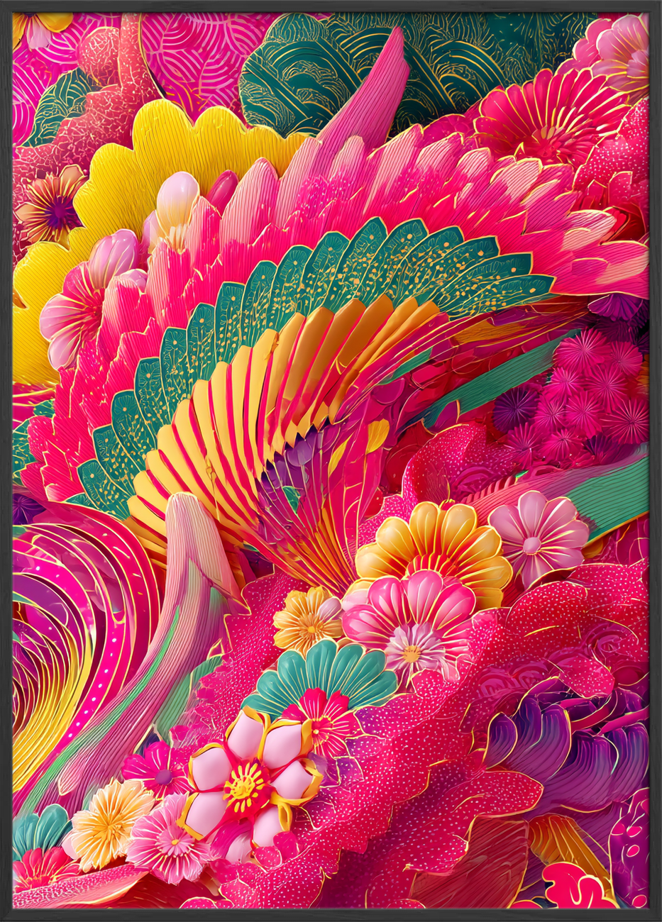 Knitrende regn af farver - Black Frame, No Border