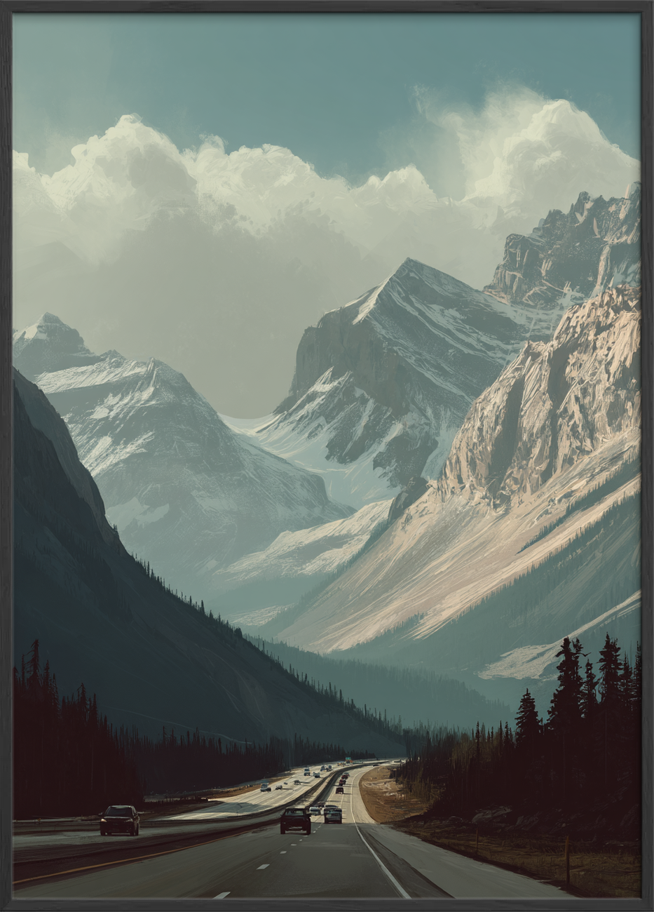 Bjergenes hvisken over motorvejen - Black Frame, No Border