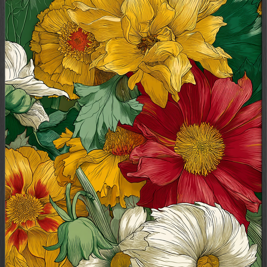 Silkesus i blomsterhaven - Black Frame, No Border