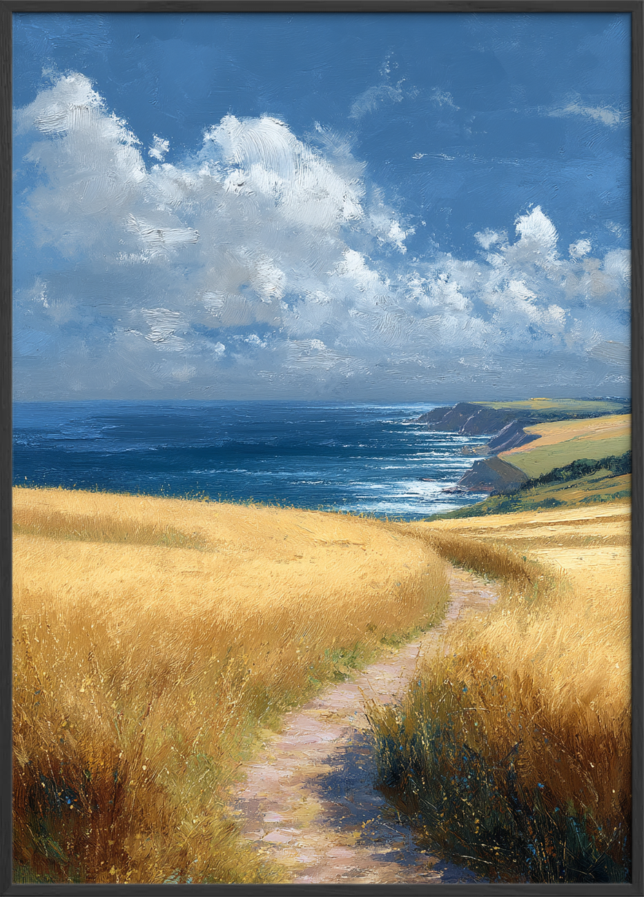 Havets hvisken over marker - Black Frame, No Border