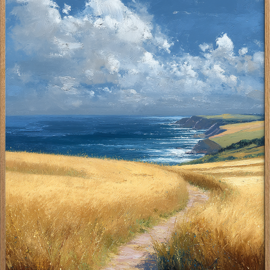 Havets hvisken over marker - Oak Frame, No Border