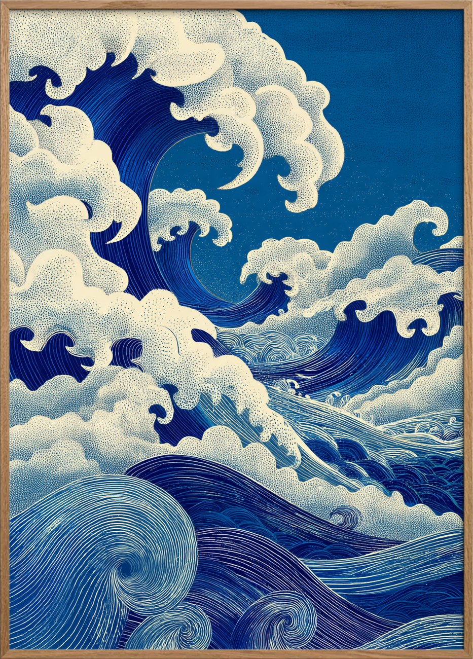 Havets blå brøl - Oak Frame, No Border