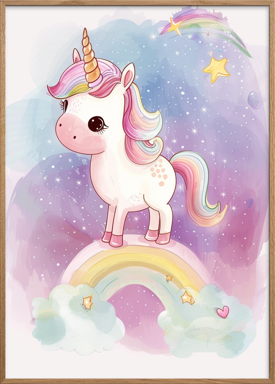 Regnbuens sus i natten - Oak Frame, No Border