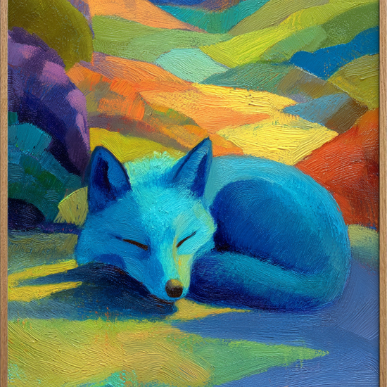 Blå rævs stille symfoni - Oak Frame, No Border