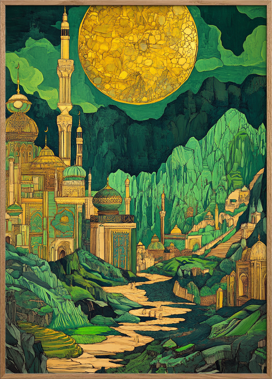 Den sprækkede sol over smaragdbyen - Oak Frame, No Border