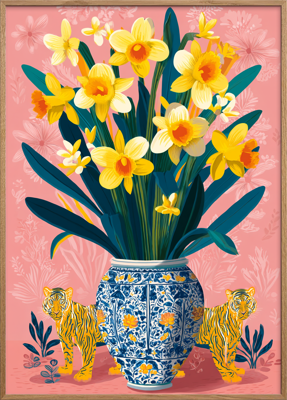 Påskeliljers guldbrøl - Oak Frame, No Border