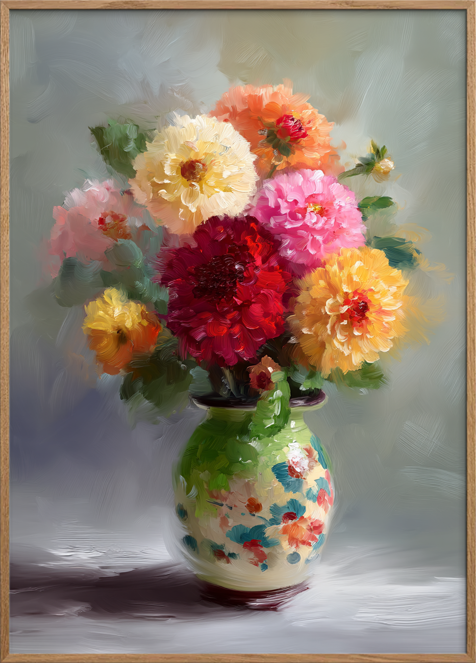 Smagen af sommerblomster - Oak Frame, No Border