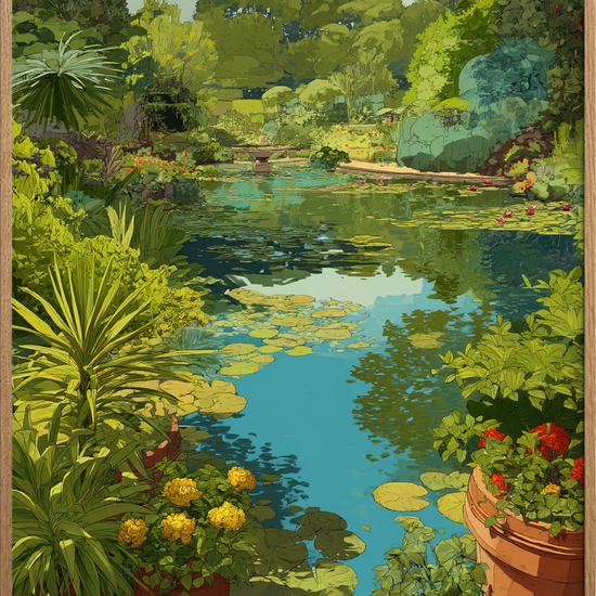 Vandets hvisken ved dammen - Oak Frame, No Border