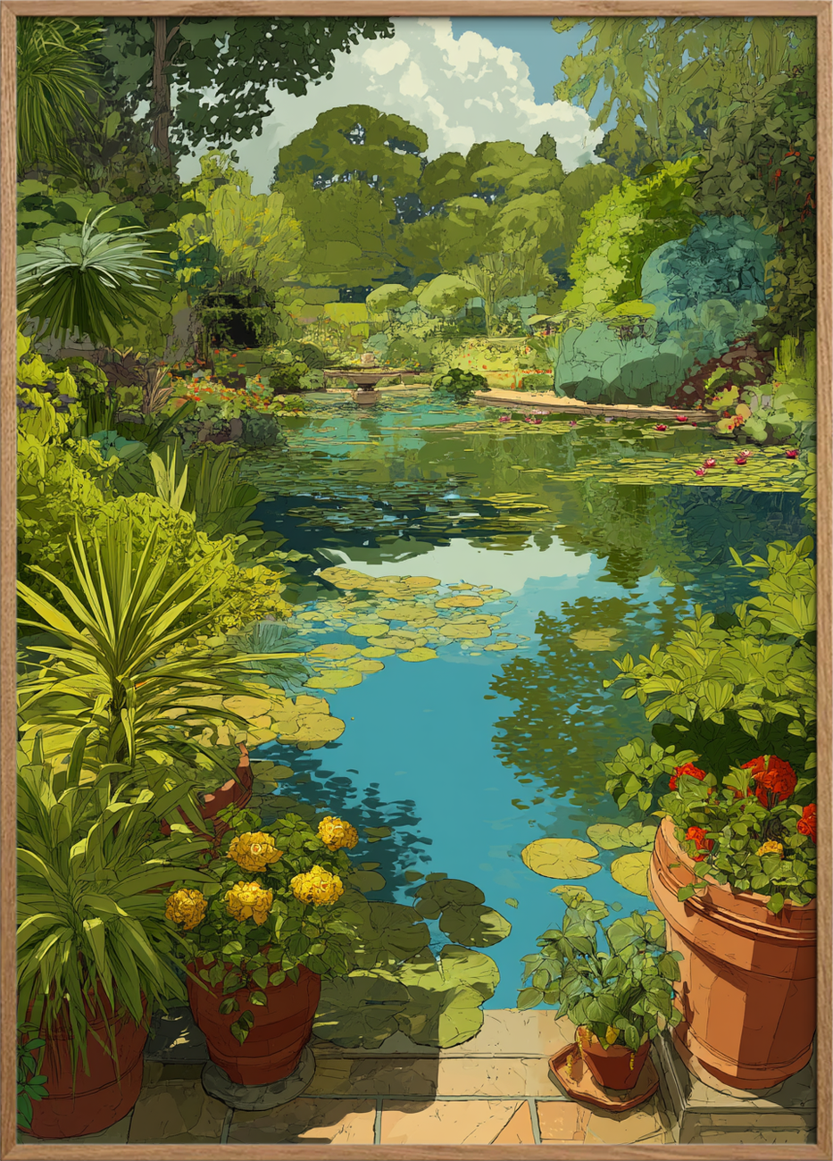 Vandets hvisken ved dammen - Oak Frame, No Border