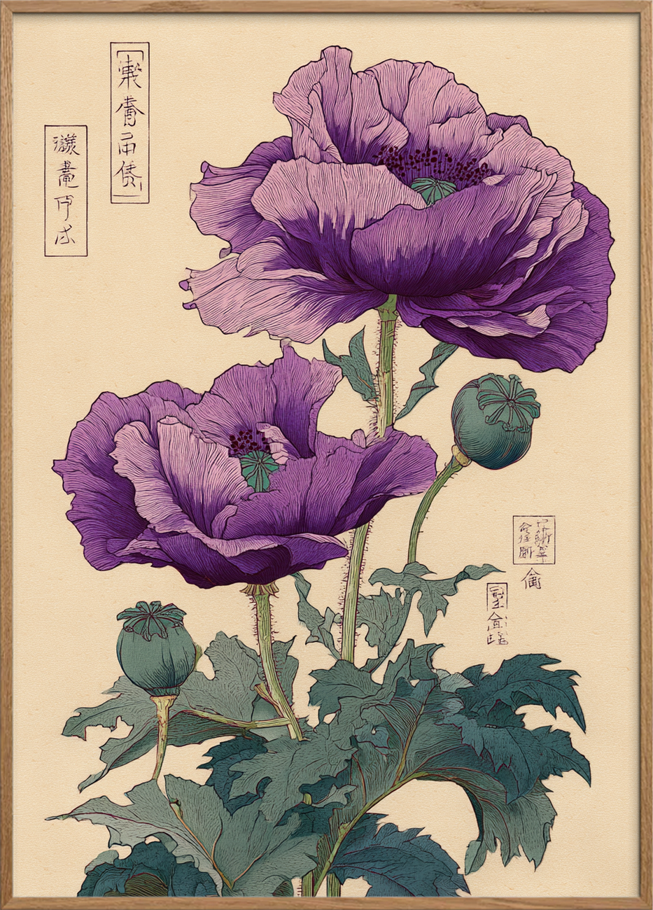 Hvisken fra lilla kronblade - Oak Frame, No Border