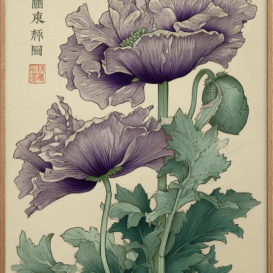 Hviskende silkevind - Oak Frame, No Border