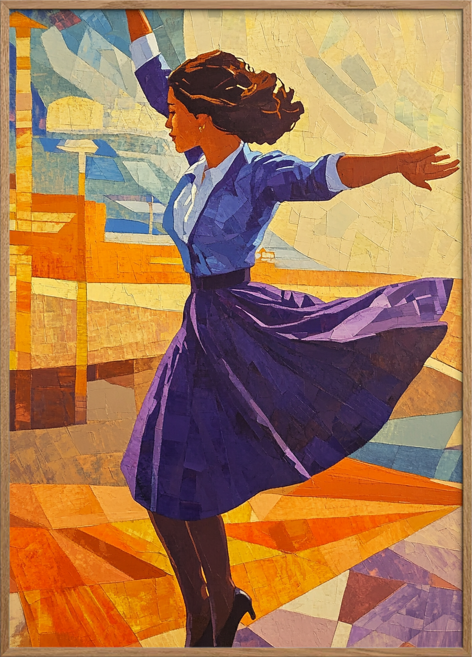 Omdrejning i lilla - Oak Frame, No Border