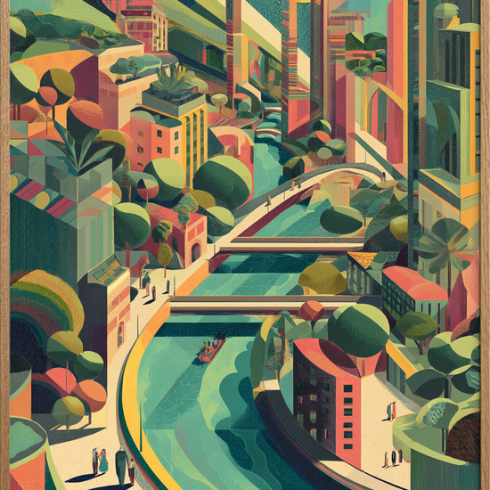 Byens hvisken af vand - Oak Frame, No Border