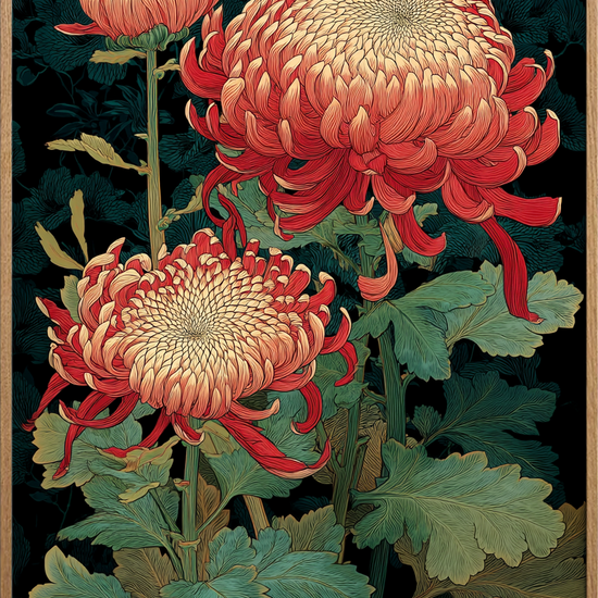 Fløjlsblomsternes varme hvisken - Oak Frame, No Border