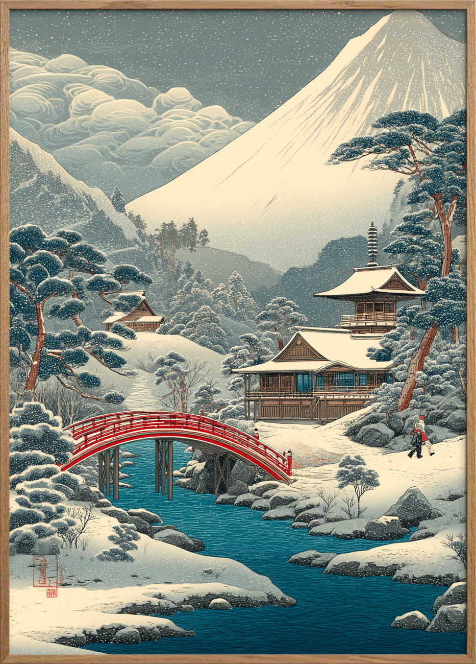 Sneens hvisken ved broen - Oak Frame, No Border