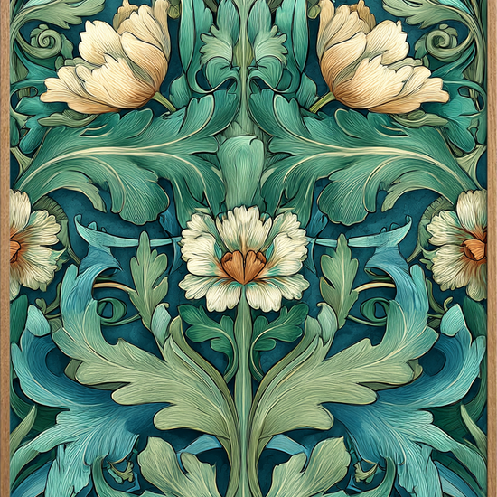 Sus af grøn silke - Oak Frame, No Border