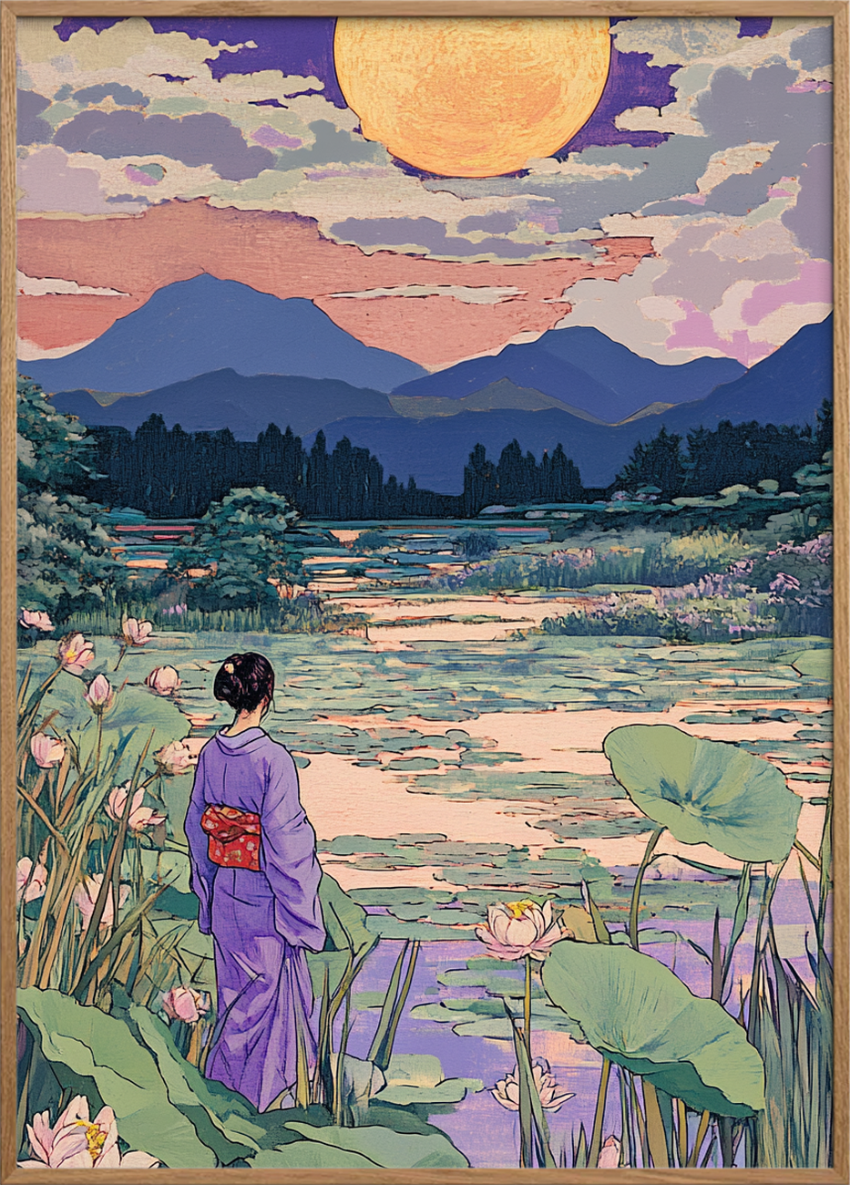 Vandfladernes langsomme svar - Oak Frame, No Border