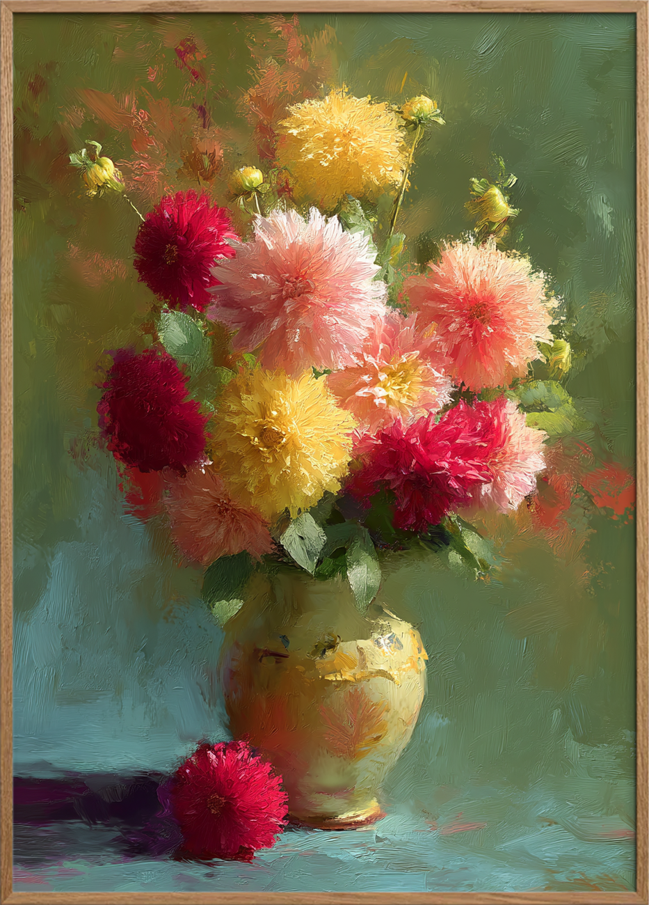 Honningblød blomstersus - Oak Frame, No Border