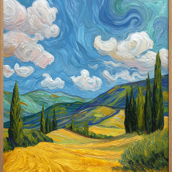 Susende gyldent hav - Oak Frame, No Border