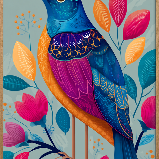 Hvisken af farvede fjer - Oak Frame, No Border