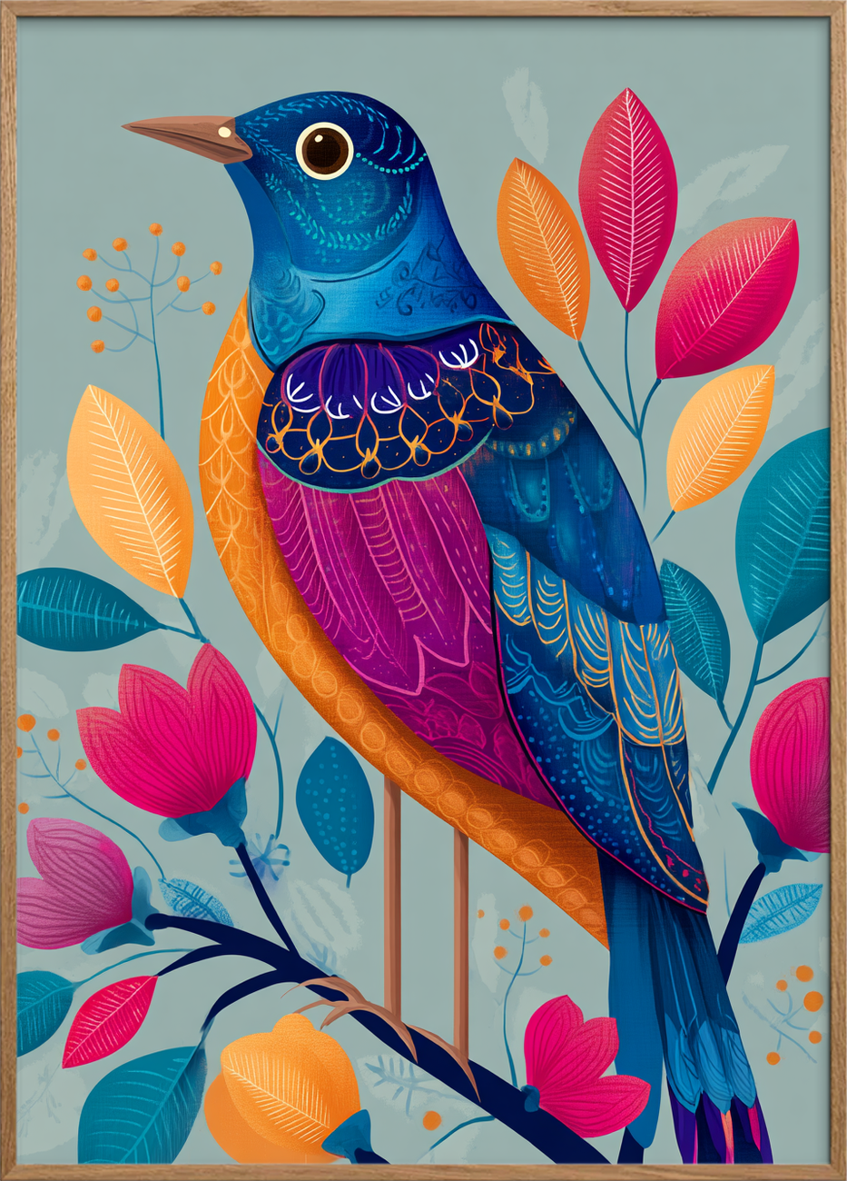 Hvisken af farvede fjer - Oak Frame, No Border