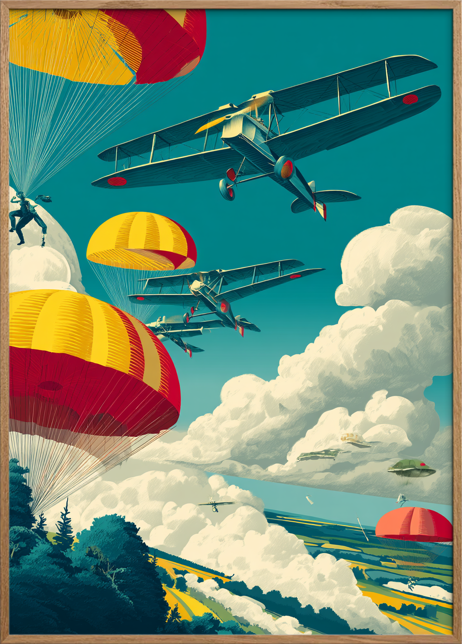 Luftens trommeslag i frit fald - Oak Frame, No Border