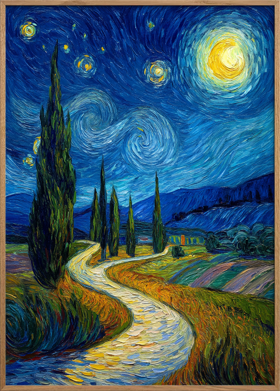 Nattens hvisken langs stien - Oak Frame, No Border