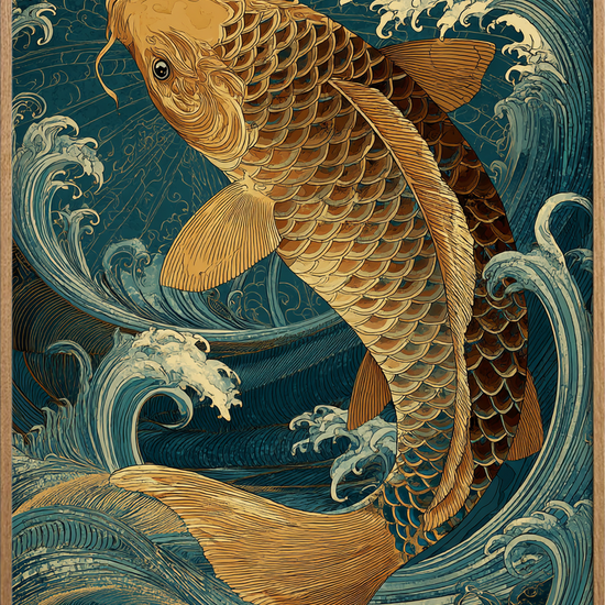 Guldets hvisken under bølgerne - Oak Frame, No Border