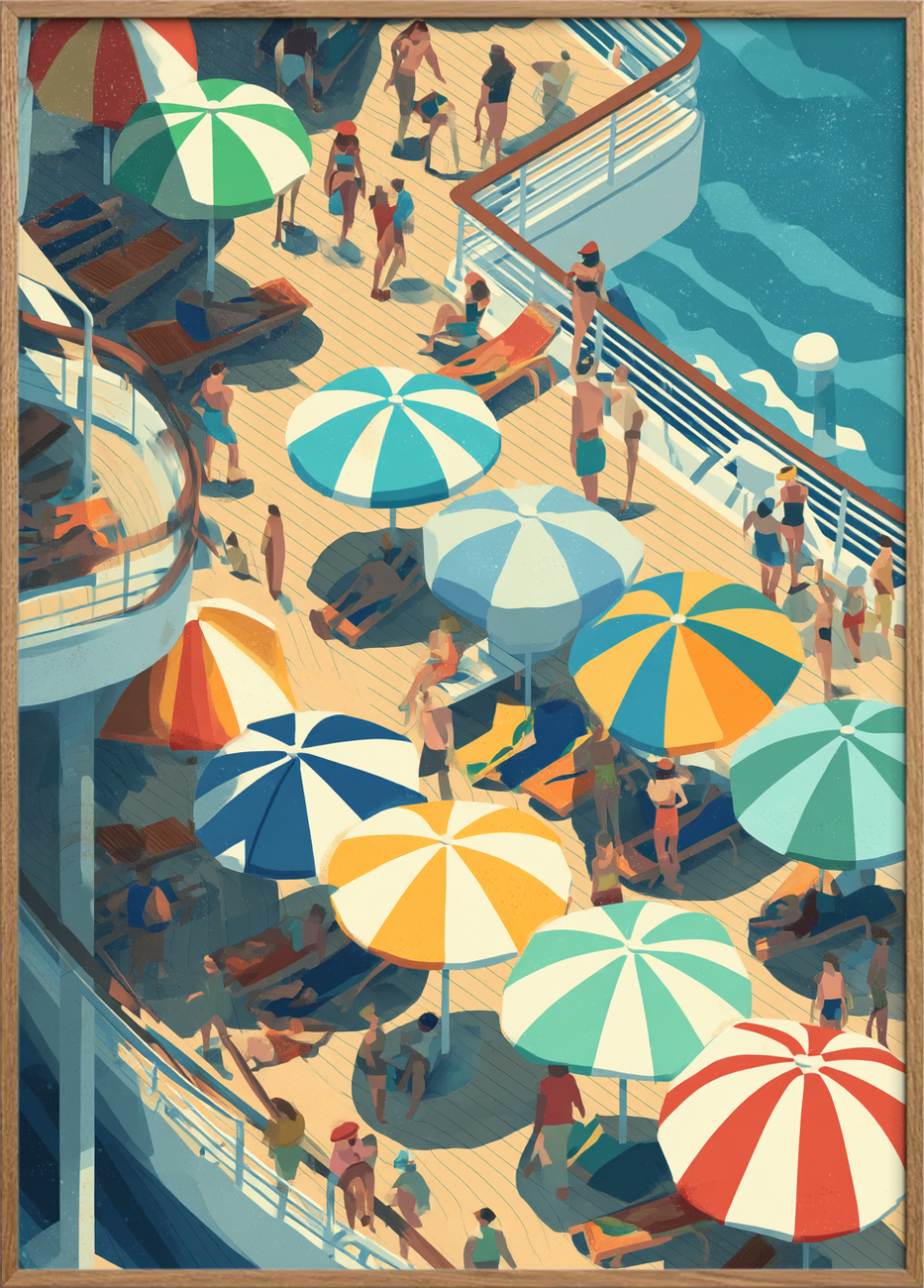 Sommerbrus under farvede parasoller - Oak Frame, No Border