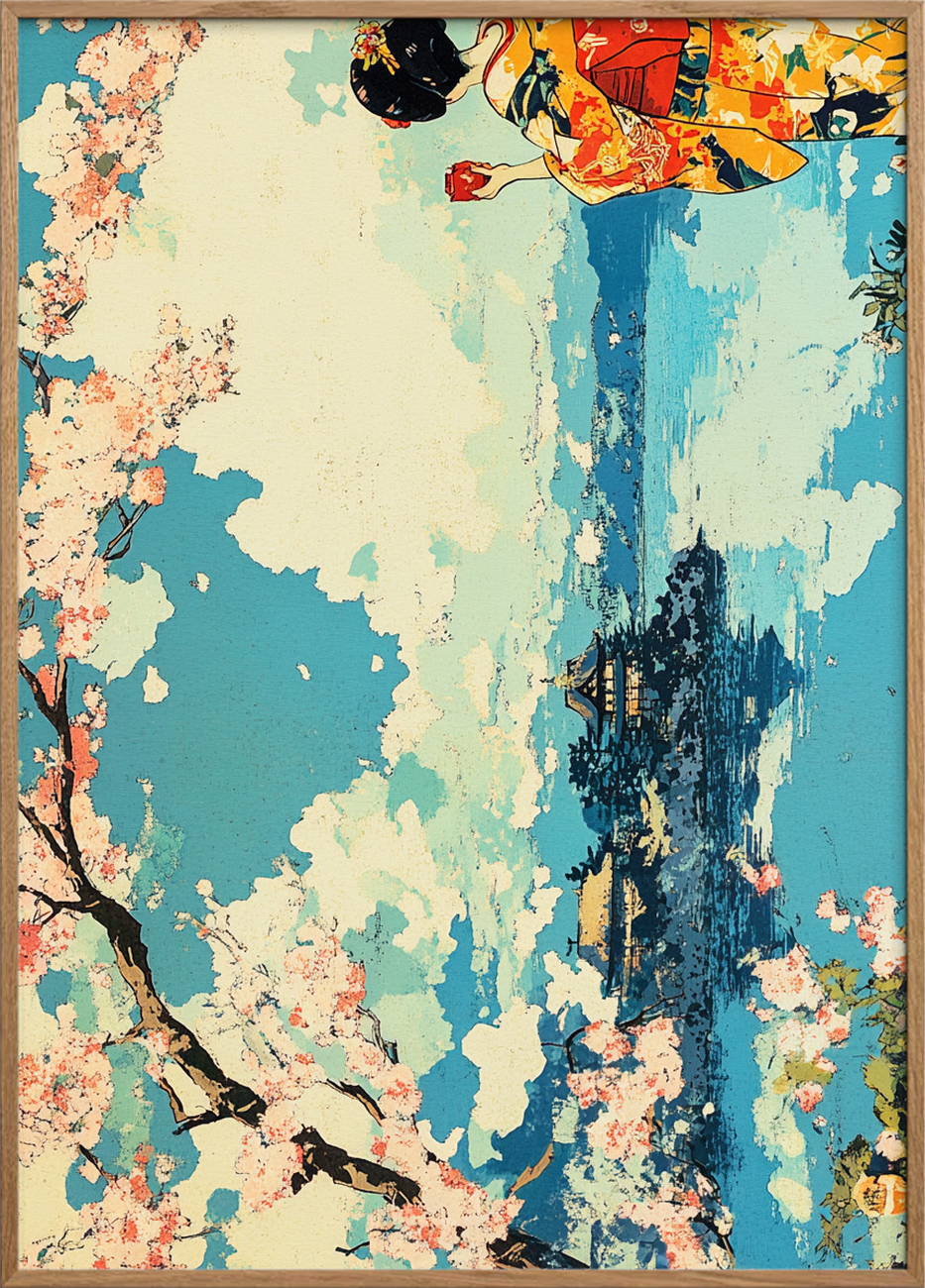 Afstandens teceremoni ved blå brudflader - Oak Frame, No Border