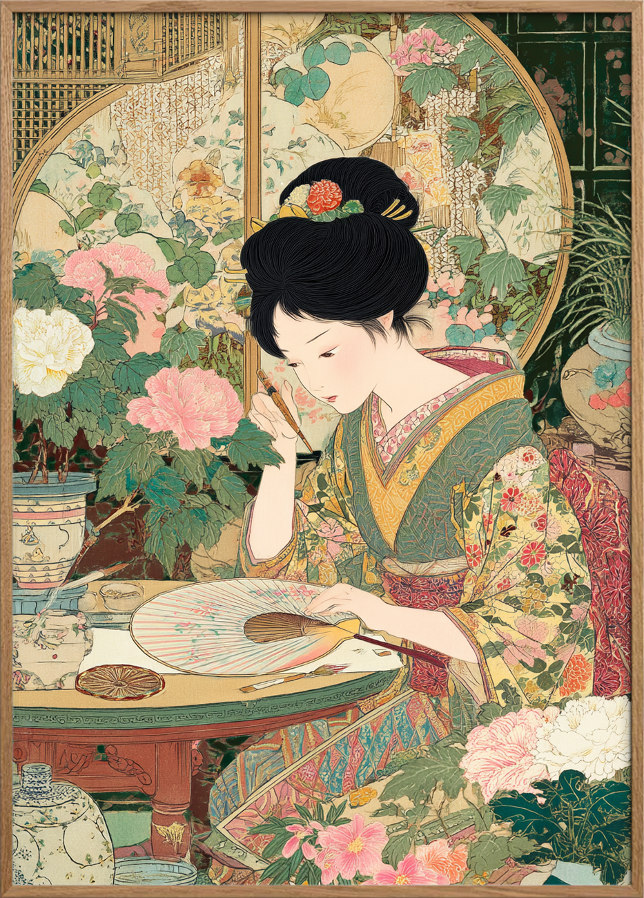 Silkens hvisken i skygger - Oak Frame, No Border