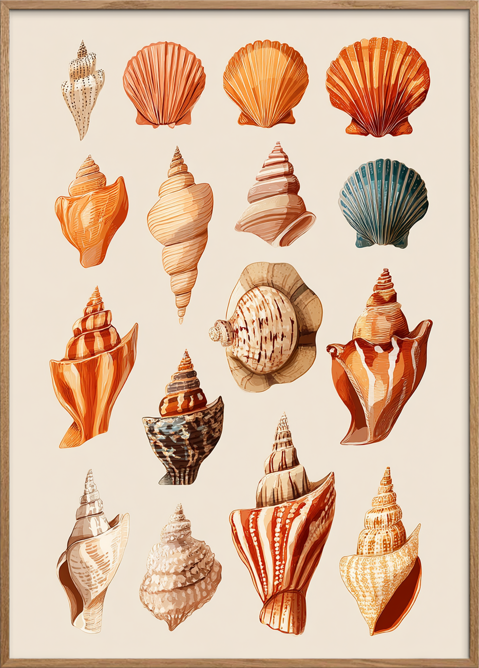 Havets hvisken i skaller - Oak Frame, No Border