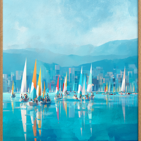 Havets blå hvisken - Oak Frame, No Border