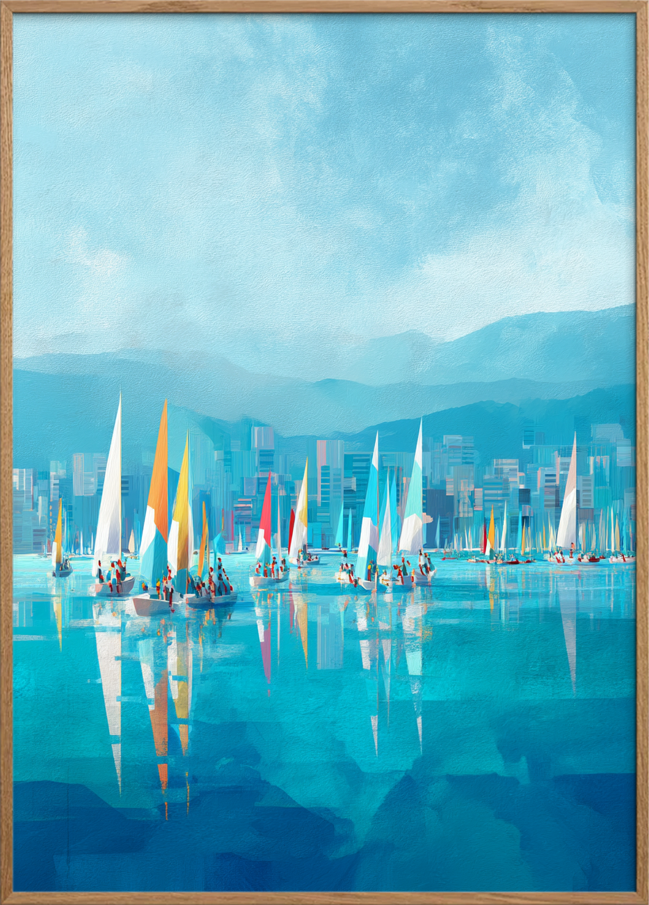 Havets blå hvisken - Oak Frame, No Border