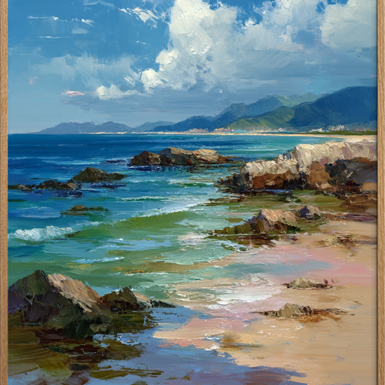 Havets hvisken ved klippen - Oak Frame, No Border